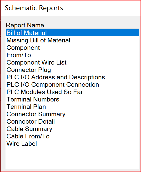 autocad schematic report